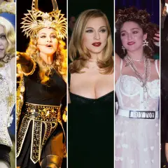 Madonna w stylizacjach ikony lat 80. – od scenicznych kostiumów po klasyczne kreacje.