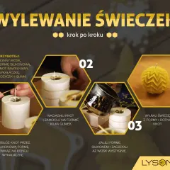 Jak zrobić wosk: przełóż knot przez formę, naciągnij go, zalej woskiem i poczekaj aż ostygnie. Gotowa świeca w kształcie kuli.