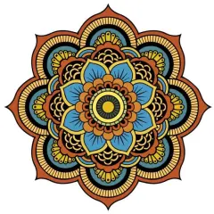 Kolorowa mandala, symbol harmonii i spokoju. To pytanie "mandala co to?" znajduje odpowiedź w jej symetrycznym, kwiatowym wzorze.