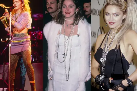 Ikony stylu lat 80. Madonna w trzech odsłonach: na scenie, na czerwonym dywanie i w eleganckim wydaniu.