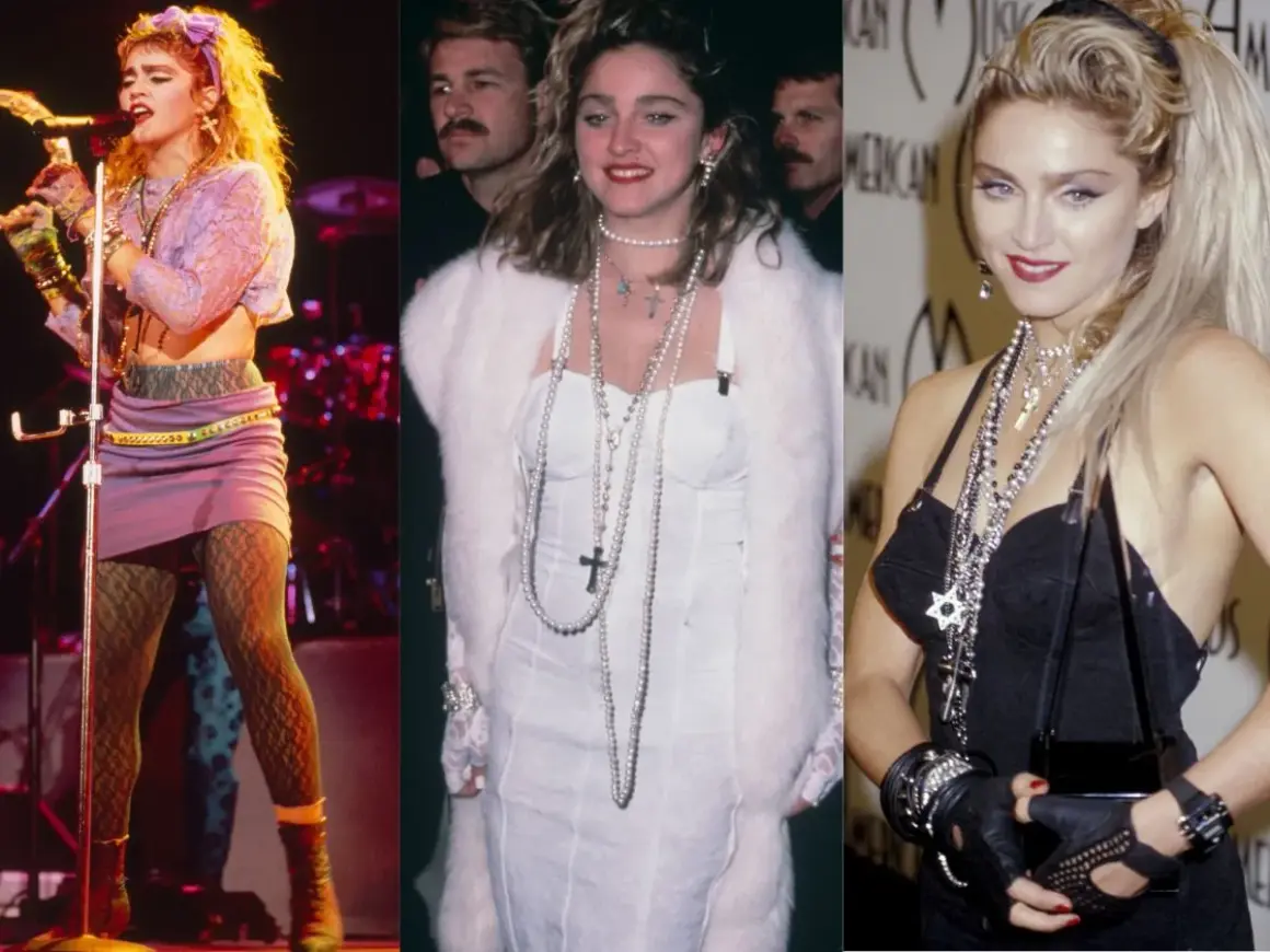 Ikony stylu lat 80. Madonna w trzech odsłonach: na scenie, na czerwonym dywanie i w eleganckim wydaniu.