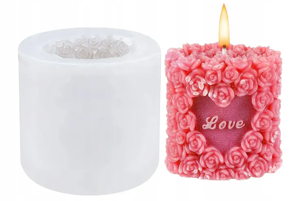 Forma silikonowa do świec z różami i sercem